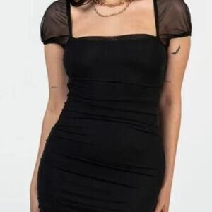 Princess Polly Charvi Mini black dress size 8 cap sleeves lined